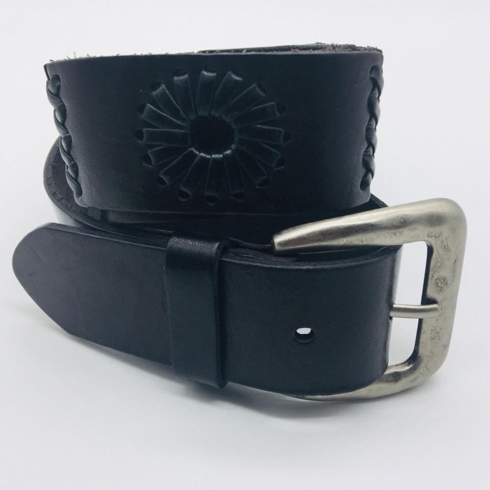 BOHO LUXE EMBELLISHED LEATHER BELT || Black || Med